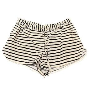 J. Crew Navy Blue Cream Striped Linen Beach Shorts - Womens Size M - Fisherman